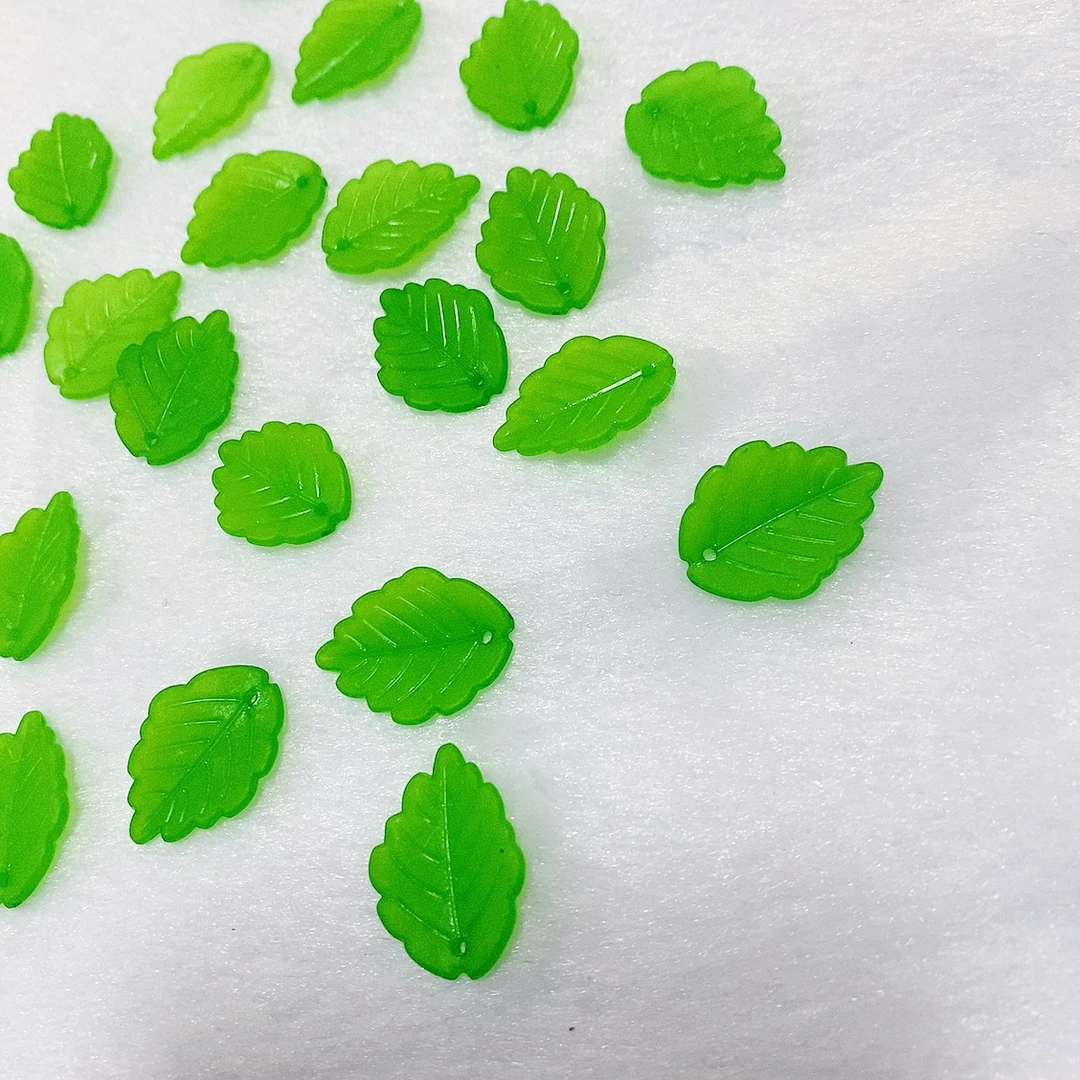 17*24mm磨砂绿叶子牡丹山茶花叶片diy手工串珠花配件绿色叶子花瓣