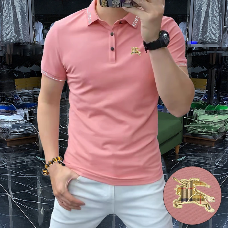 战沐男装短袖Polo衫冰丝翻短袖上衣商务夏季新款百搭舒适透气休闲