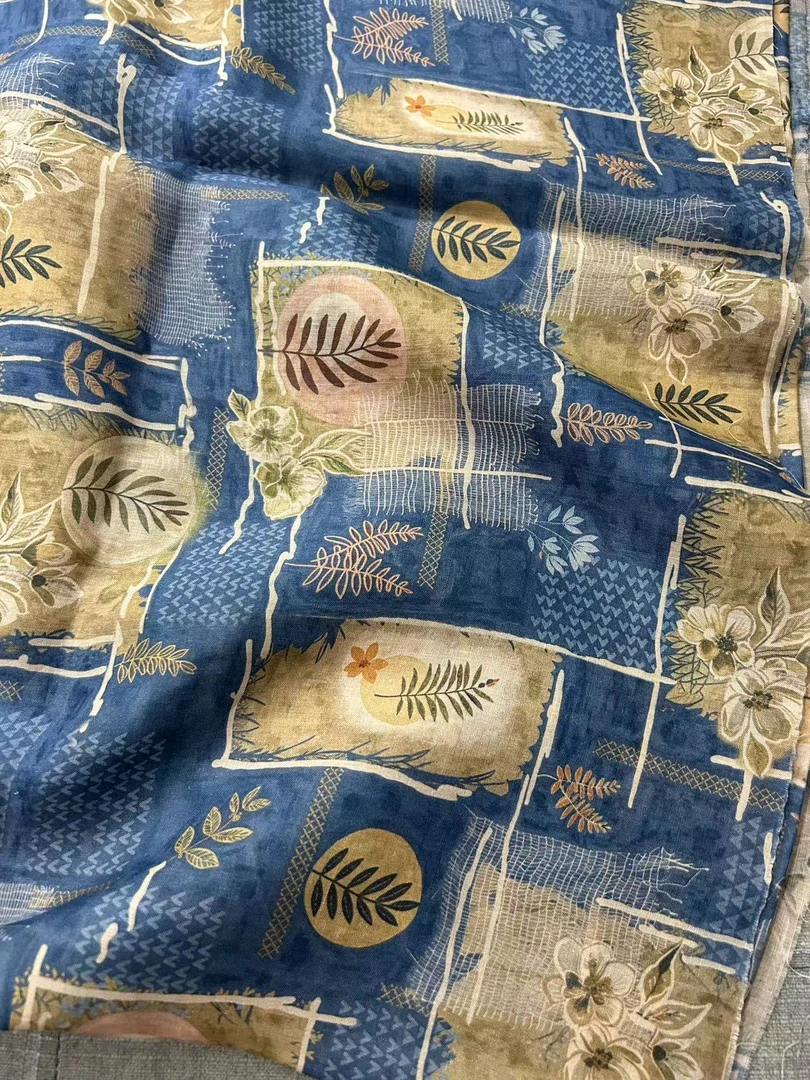 《灰蓝-百家布》秀雅端庄 贵气又耐看的莨麻布料 纯苎麻服装面料