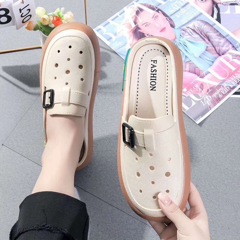 新款洞洞鞋女时尚外穿夏季网红沙滩鞋高颜值凉拖鞋爆款高档平底鞋