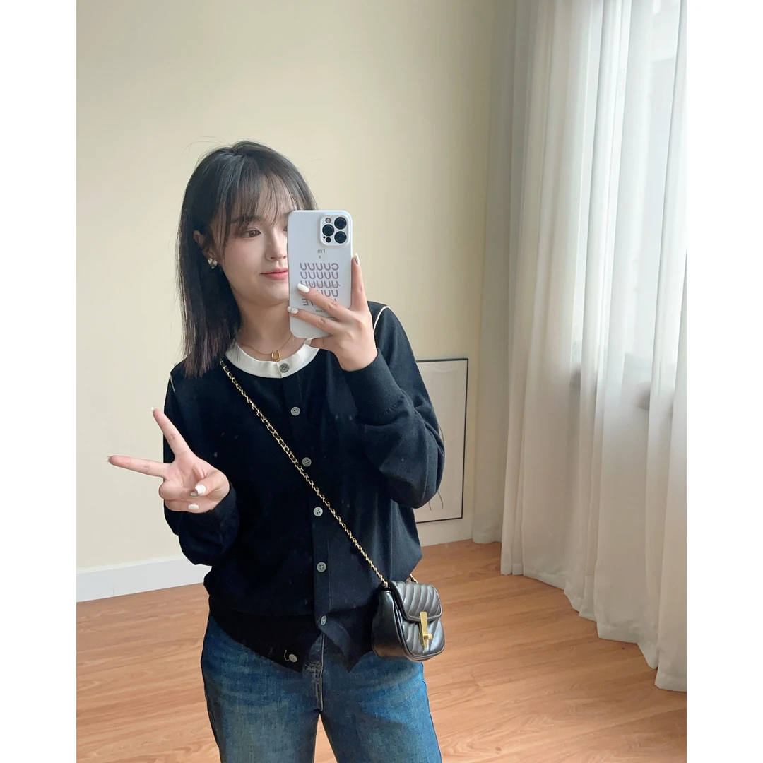 150小个子定制休闲简约洋气显瘦短款羊毛开衫毛衣