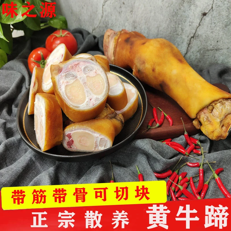 新鲜带筋牛蹄子长牛脚冷冻生黄牛蹄整只现切牛爪子带骨牛蹄掌清真