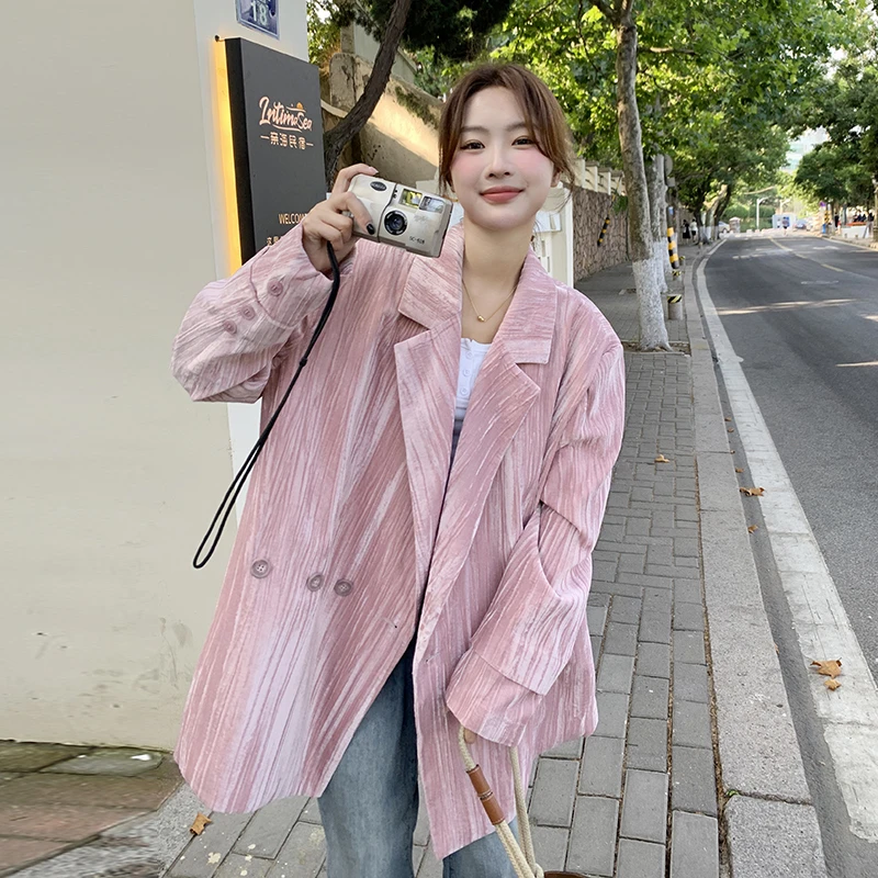 粉色西装外套女新款2025春秋季韩版休闲宽松气质时尚名媛网红西服