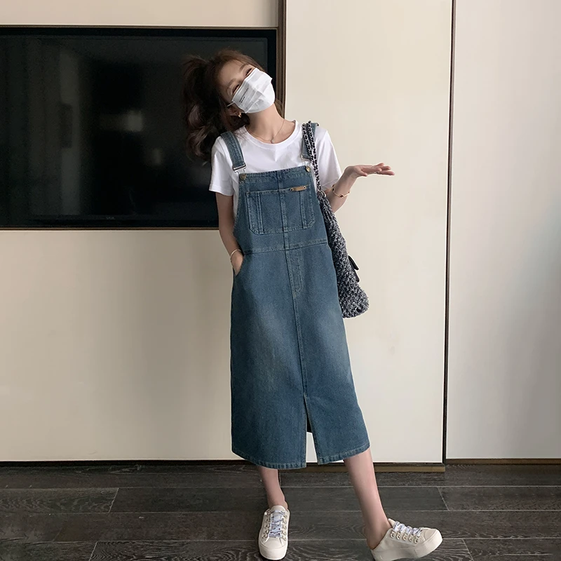 肌理感牛仔背带裙女夏2023新款连衣裙小个子设计感小众桔梗初恋