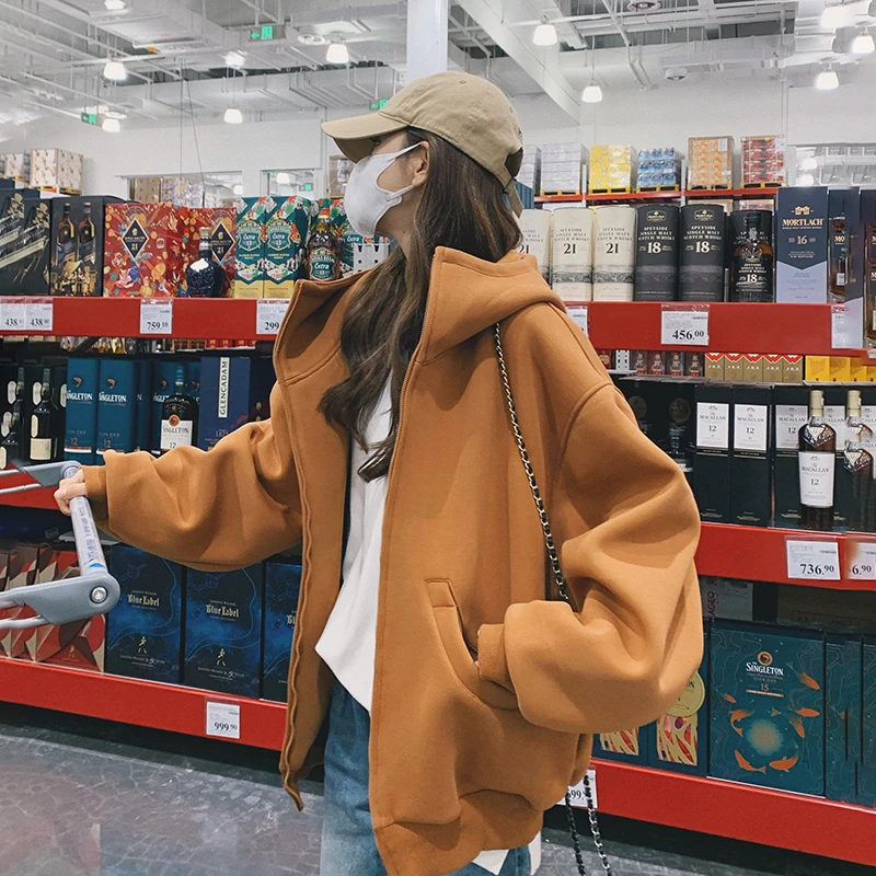 南瓜色连帽卫衣外套女2025春季新款学院韩系减龄小个子短款上衣