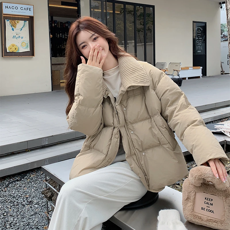 时尚设计感短款小个子白鸭绒羽绒服女冬新款保暖加厚今年流行外套
