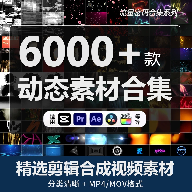 动态视频素材合集图形蒙版复古胶片粒子炫光光斑光晕及使用教程