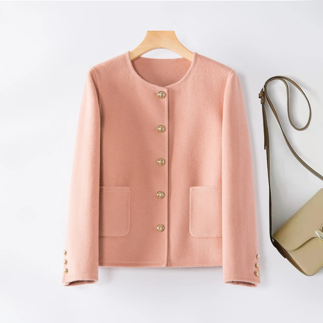 【羊毛双面呢】数兰朵小香风短款双面绒外套 保暖加厚小个子外套