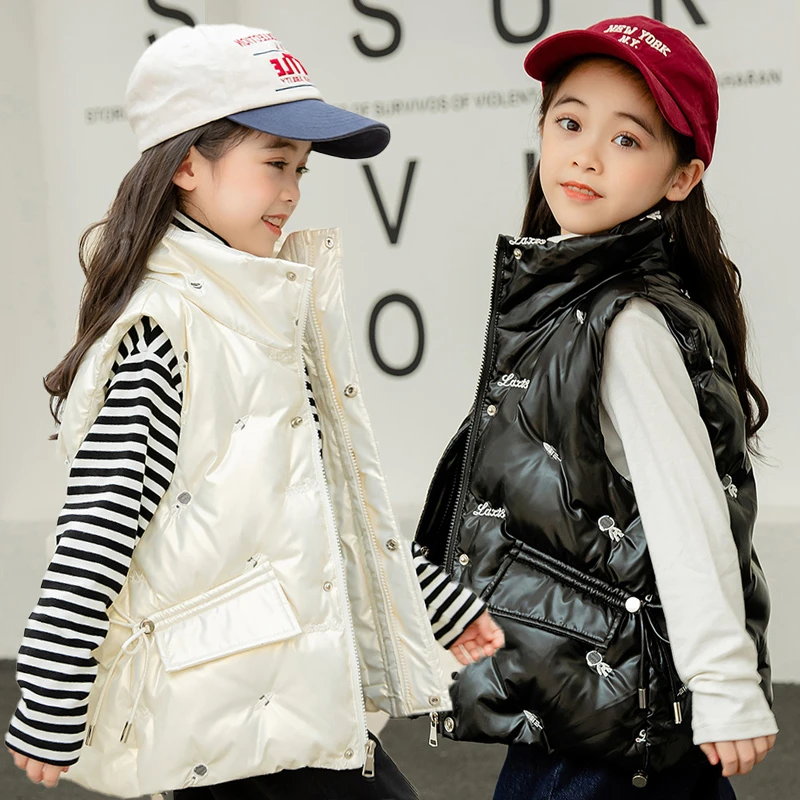 儿童亮面羽绒马甲中大童女童白鸭绒免洗学生背心坎肩秋冬坎肩外套