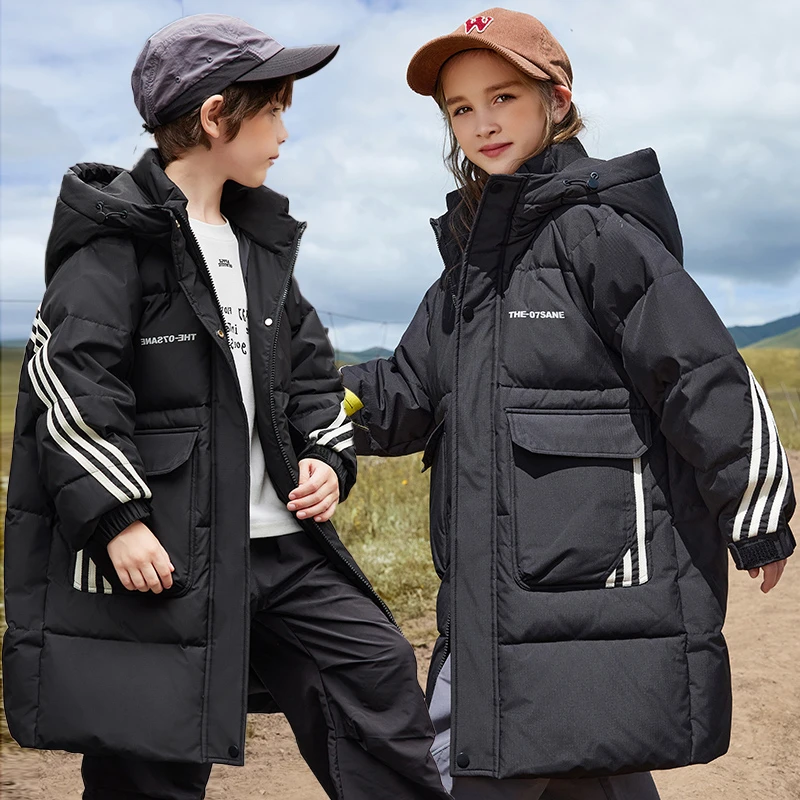 儿童羽绒服2024冬季新款中长款中大童男童女童加厚白鸭绒冬装外套
