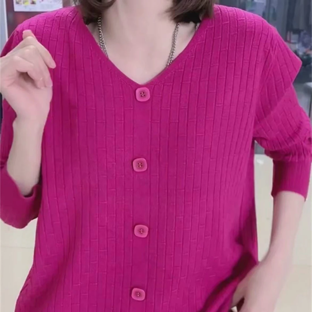 专柜春秋大码宽松慵懒针织衫洋气打底长袖女士高档小衫