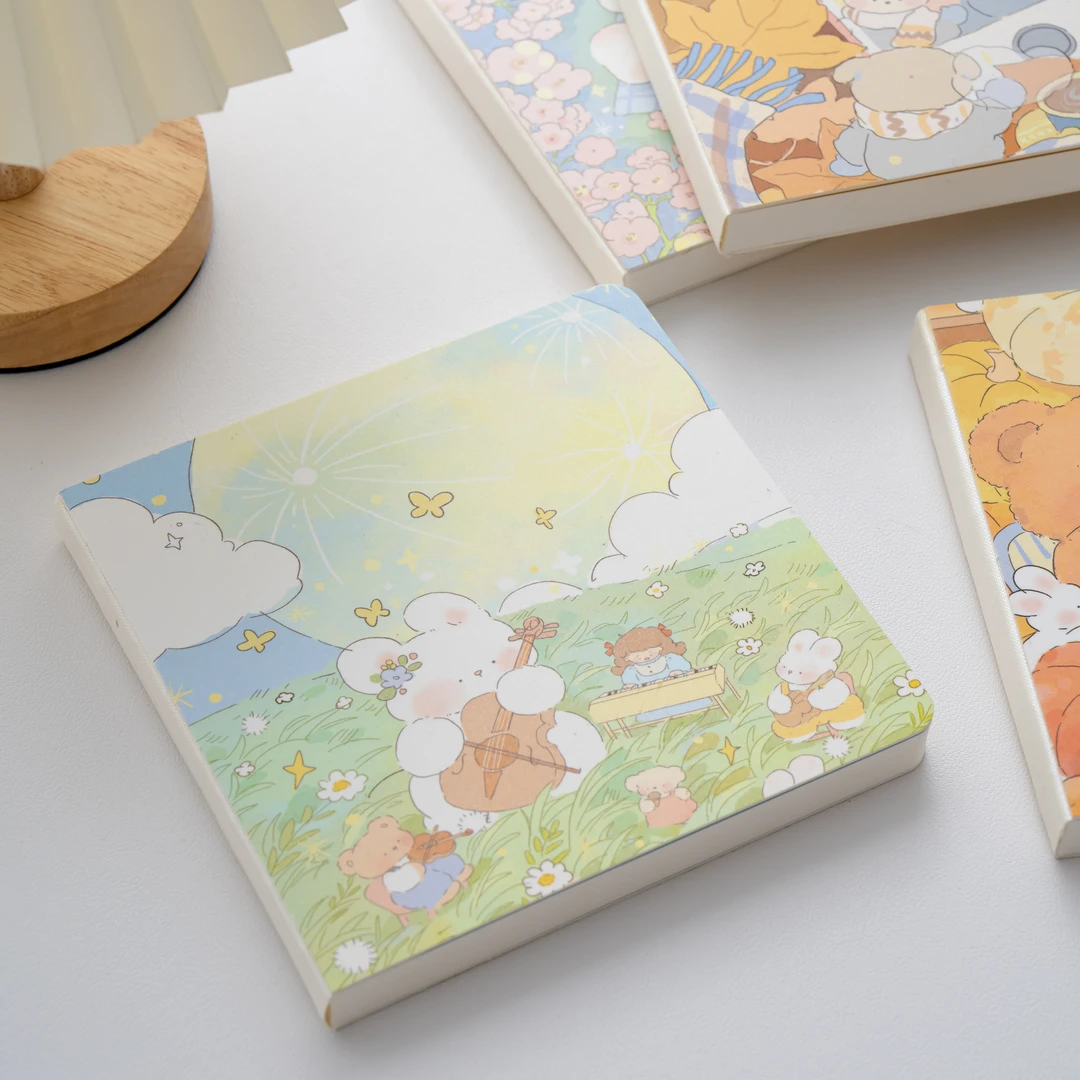 【山茶妹妹×羡鸟 方方本】治愈系手账120g加厚方格内页正方形本子