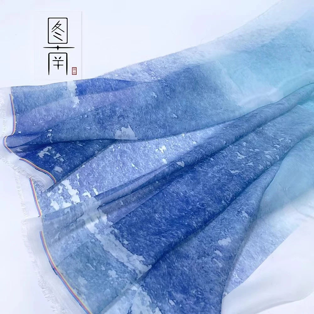 图南原创染彩晕染面料汉服古风襦裙马面设计师舞台演出面料diy