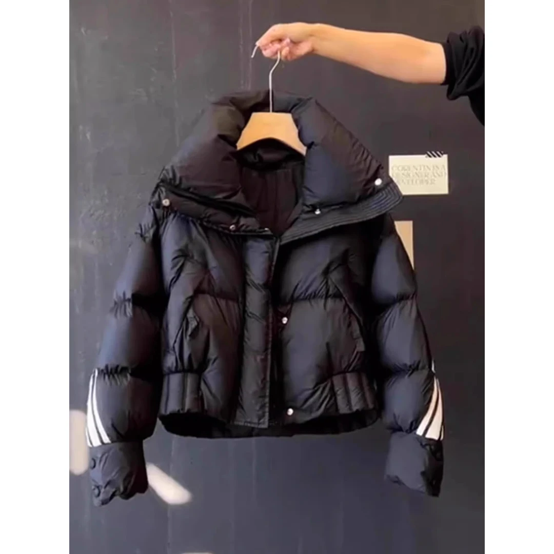 欧货高级超好看炸街短款黑色羽绒服女冬季2024年新款时尚洋气外套