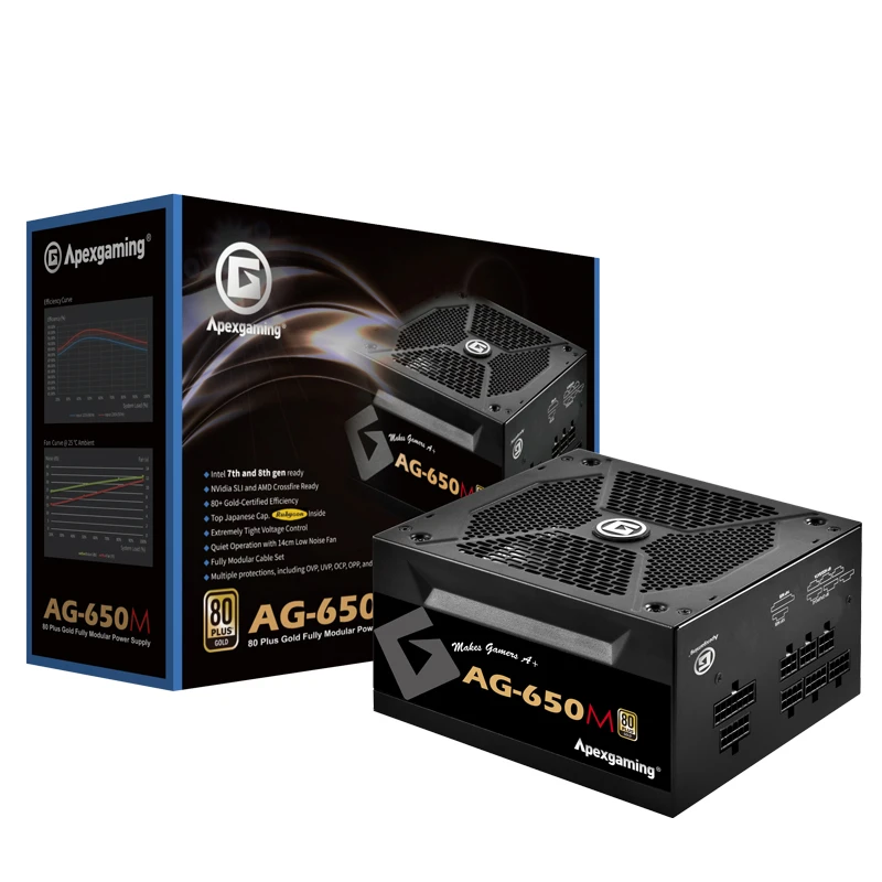 艾湃电竞 AG-850M750M650M 金牌全模组 十年质保日系电容电脑电源