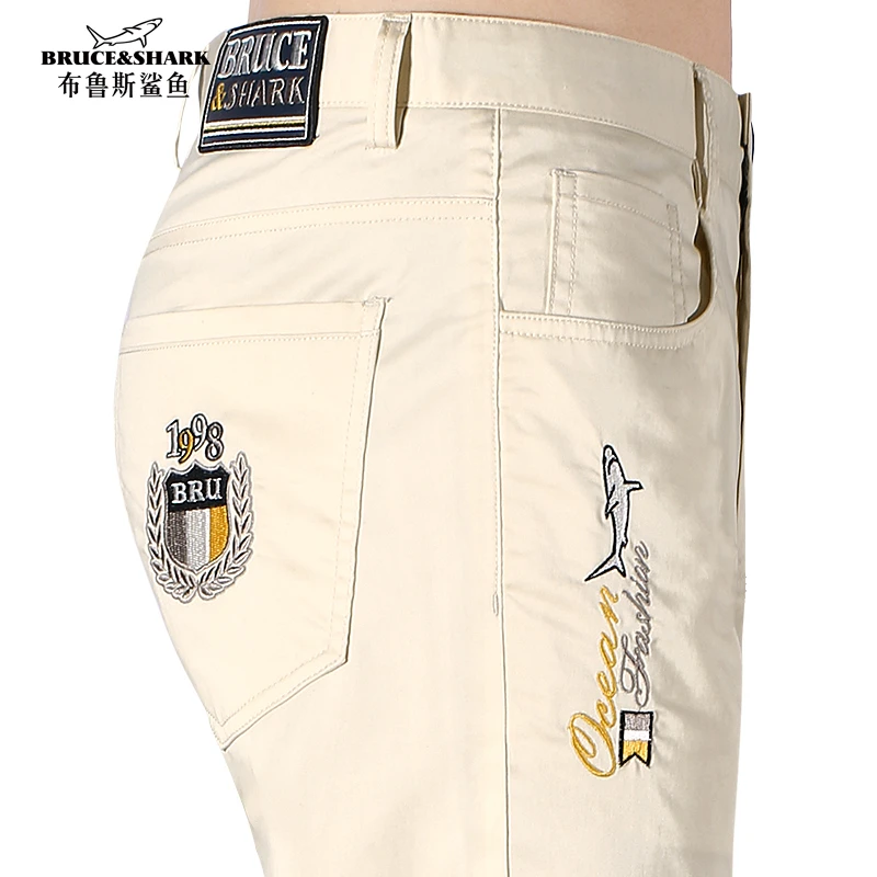 2023夏季新款男士休闲裤潮牌直筒长裤布鲁斯鲨鱼男薄潮男刺绣裤子