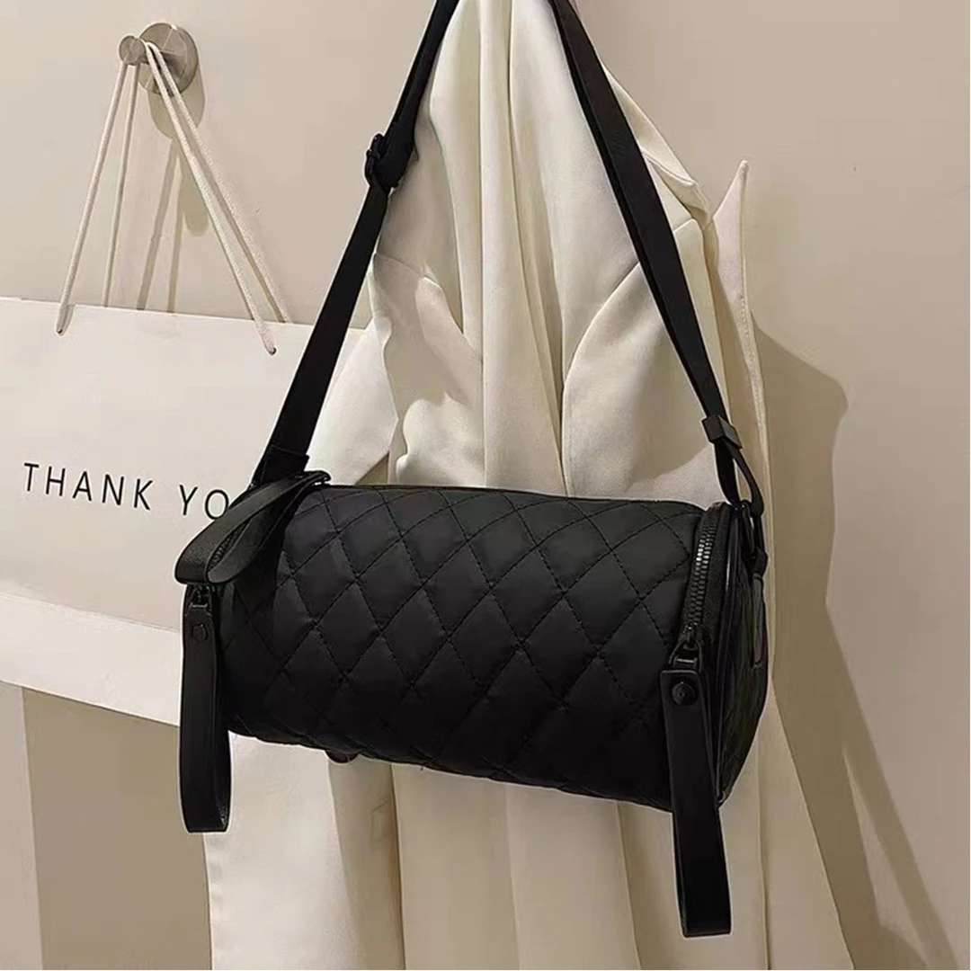 圆筒包女斜挎包小众复古圆桶大容量包包