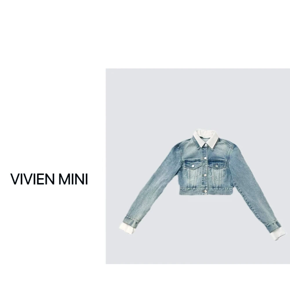 VIVIEN MINI【原创】2025早春假两件牛仔外套时尚休闲复古宽松重工