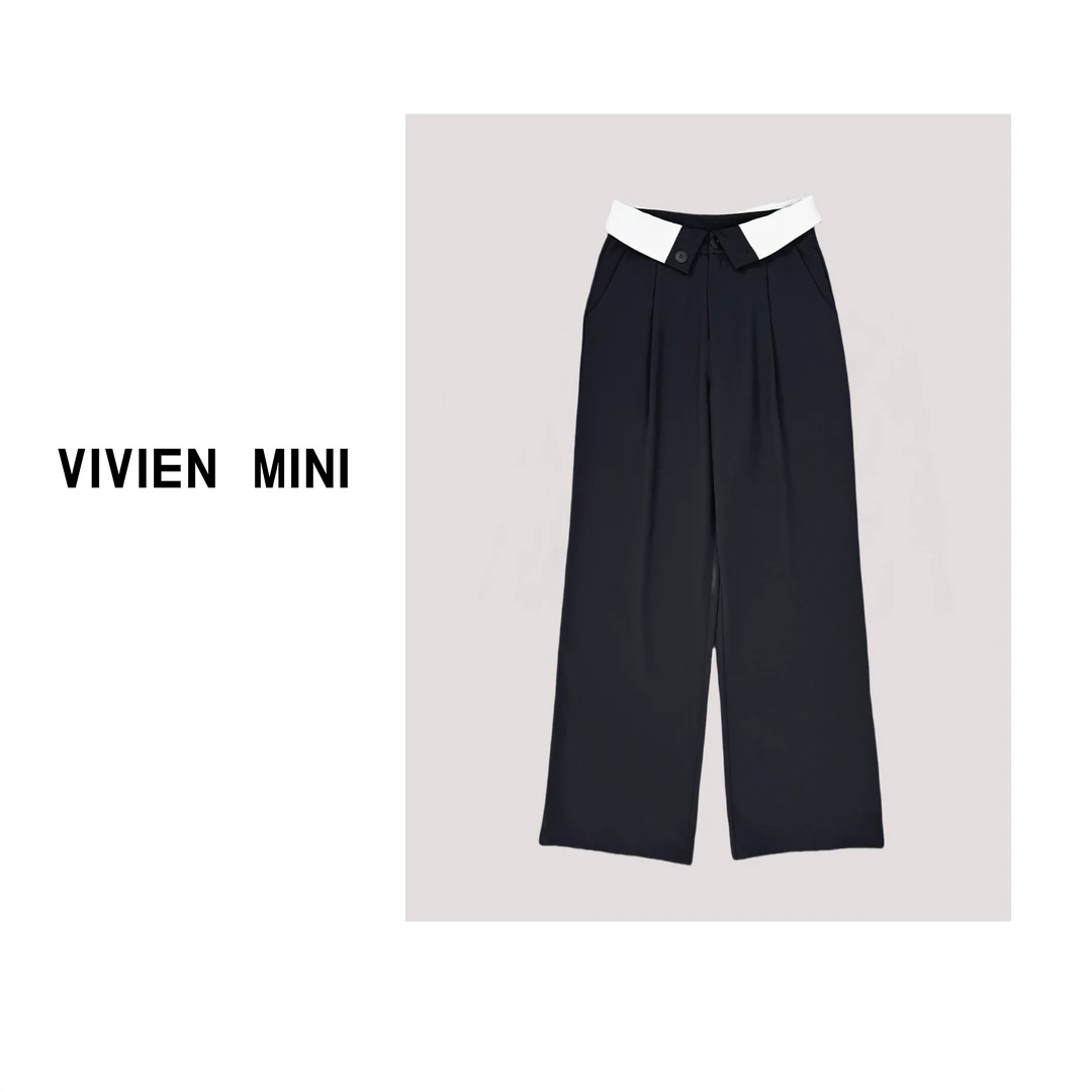 VIVIEN MINI【美姐】新款重工设计款轻奢气质直筒休闲裤