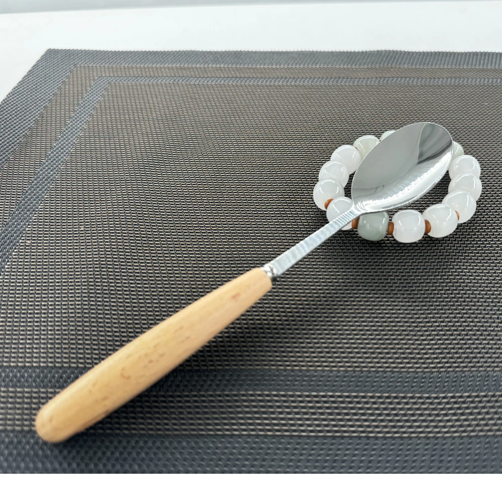 不锈钢木柄勺子家用简约