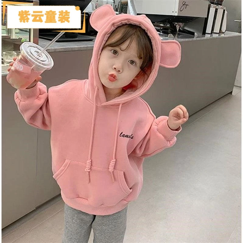 紫云童装童装女宝宝卫衣2023年早春秋季新款女童洋气薄款连帽儿童