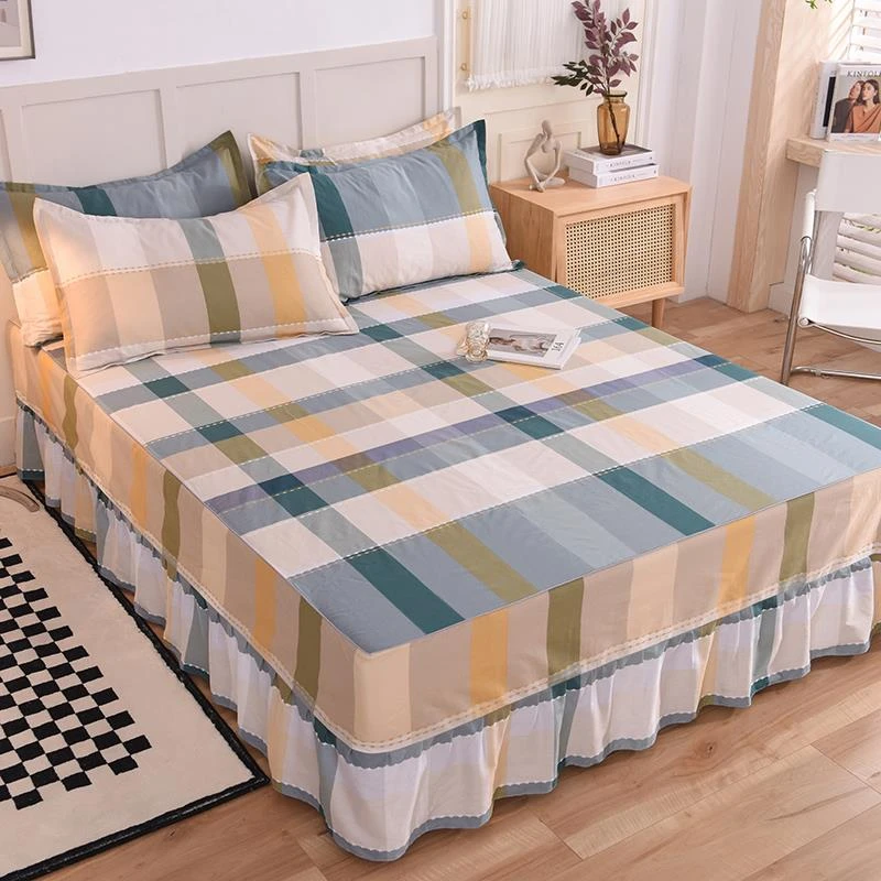 床罩床裙款纯棉100全棉床裙单件四季通用高级感床盖带裙边防尘罩