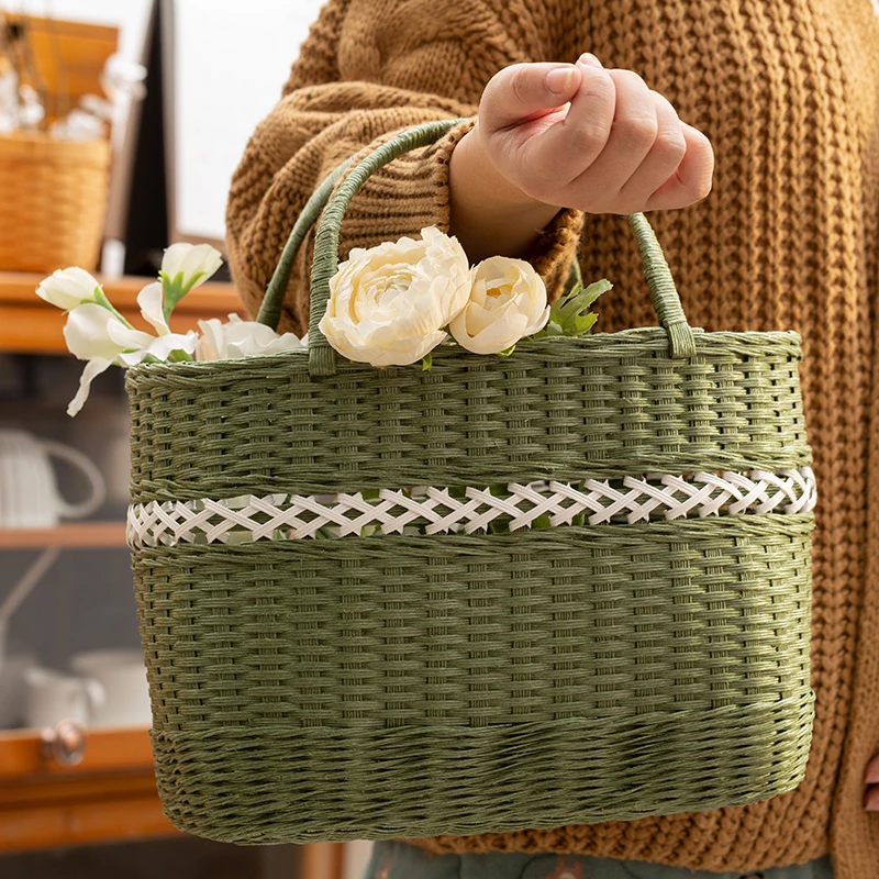 马尔凯手提包纸藤手工课材料包 仿藤编手工礼物拍照装饰编织道具