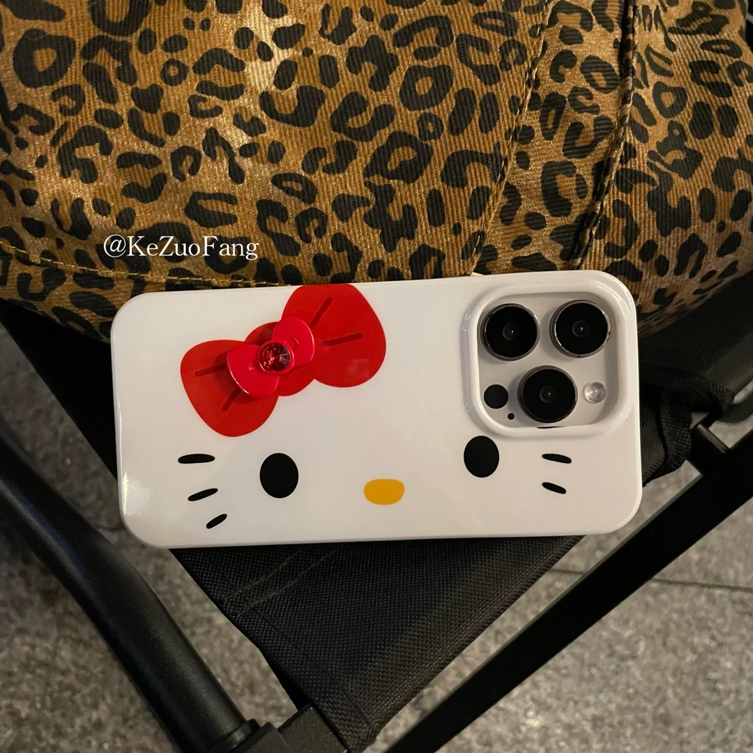 可爱Kitty猫立体蝴蝶结手机壳iPhone15pro苹果14pro防摔13卡通12