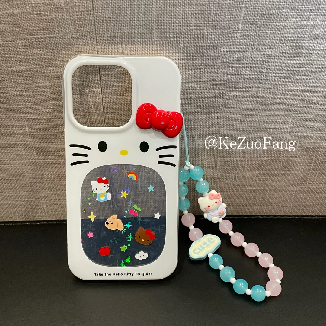 半透镭射hello Kitty猫手机壳iPhone15promax适用苹果14防摔12女