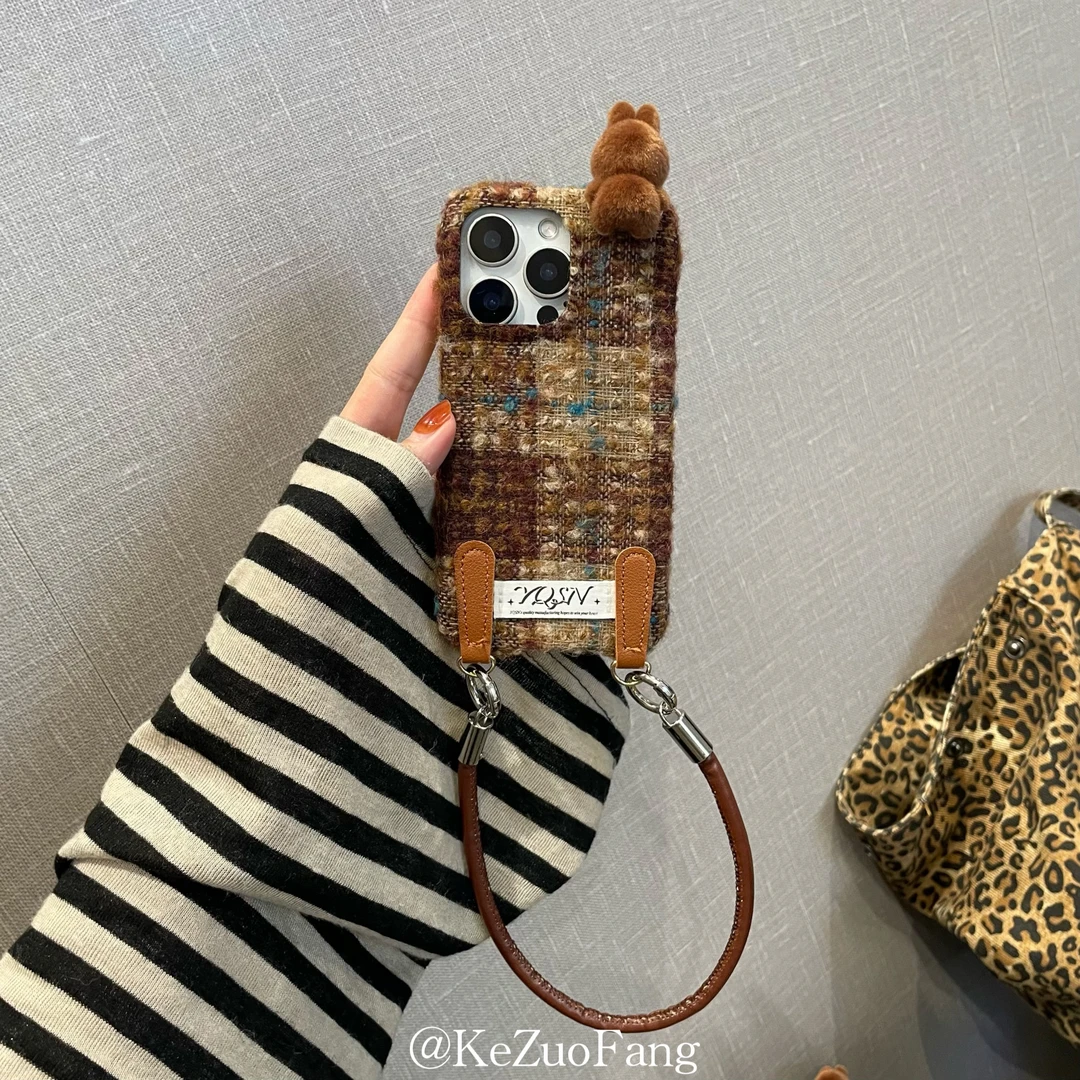 秋冬拼接拉布布苹果16promax手机壳适用15pro保护套14防摔手提