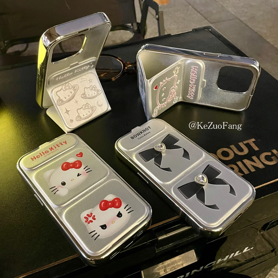 翻盖折叠支架手机壳iPhone15promax苹果14pro防摔13可爱12卡通猫