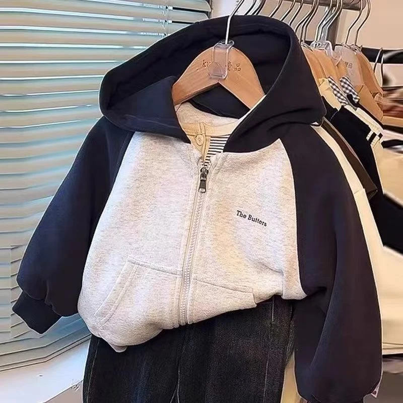 儿童外套连帽春秋装2025洋气新款加厚帅气女童春装2025新款爆款