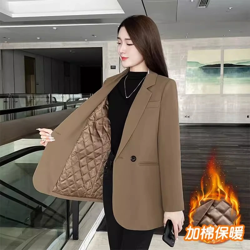 2025秋冬季新款女士小西装外套爆款休闲西服加棉加厚保暖网红上衣
