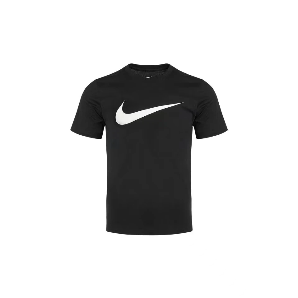 NIKE/耐克男子纯色印花Logo休闲圆领短袖运动T恤黑色DC5095-010