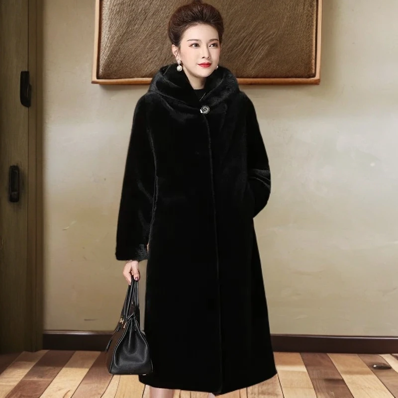 2025新款海宁貂绒大衣冬季女妈妈装大码韩版外套时髦洋气高贵爆款