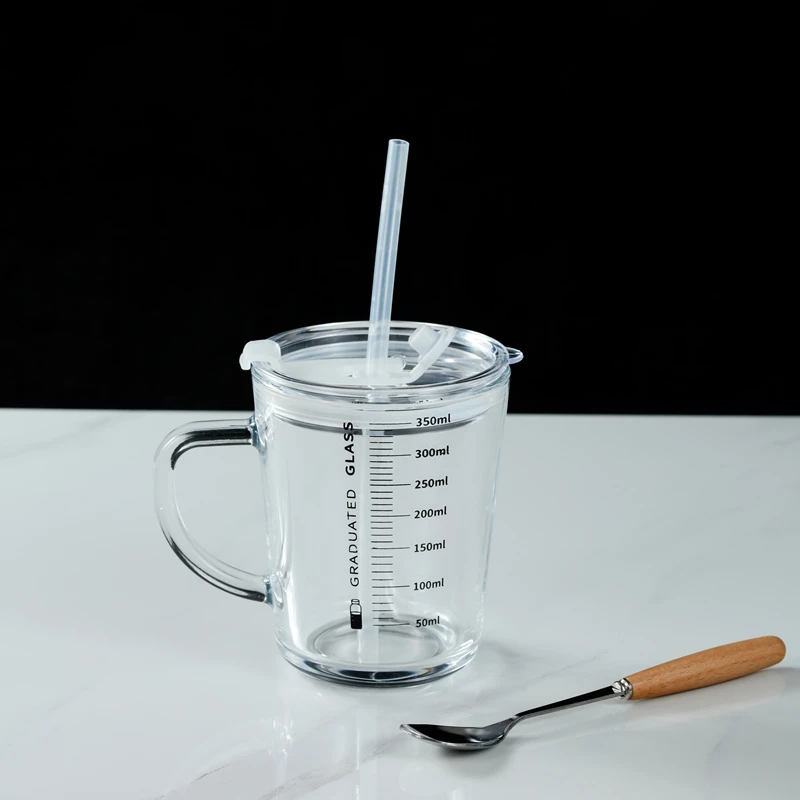 【400ML加厚】刻度玻璃水杯成人儿童喝冲泡牛奶粉专用杯家用早餐杯