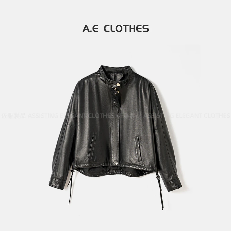 佐雅裳品AE-01海宁新款春秋季设计师中式国风休闲西服皮衣女外套
