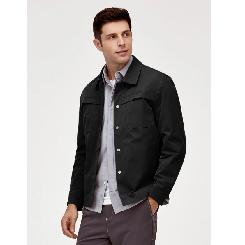 千纸鹤男装春季休闲工装外套时尚简约潮流翻领夹克防风外套30963