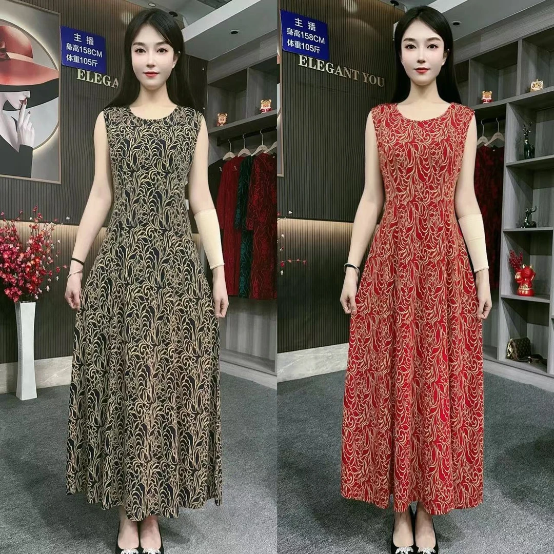 新款冰丝弹力缎高腰大长裙