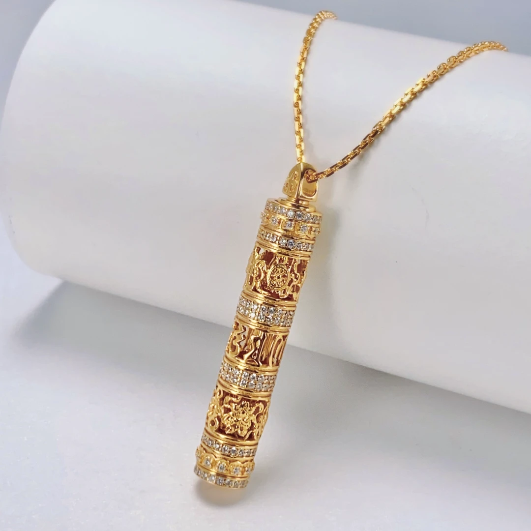 FUNNXI 吊坠925银合成锆石 【随身佛】时尚实心中古镶嵌雕刻吊坠