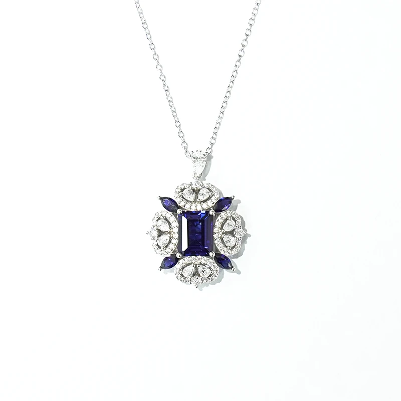 FUNNXI【暮光之城】培育蓝宝时夏日清晰时尚百搭大气皇家蓝复古项链