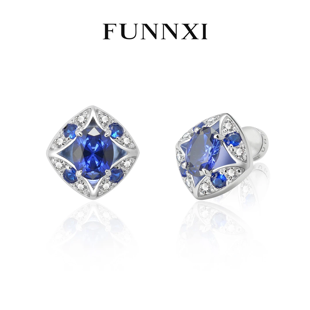 FUNNXI【眸间宇宙】培育蓝宝石 时尚百搭耳饰