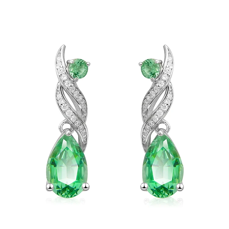 FUNNXI 925银合成锆石耳饰 【薄荷】小众设计 经典气质精致耳环满钻