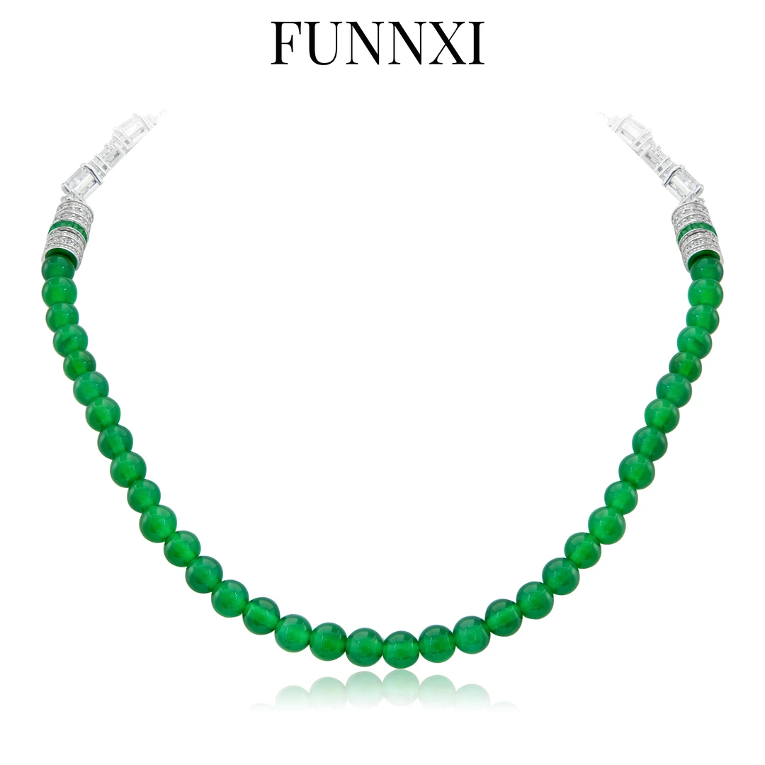 FUNNXI银925绿玉髓项链【未央】国潮设计师两戴款轻奢气质项链女