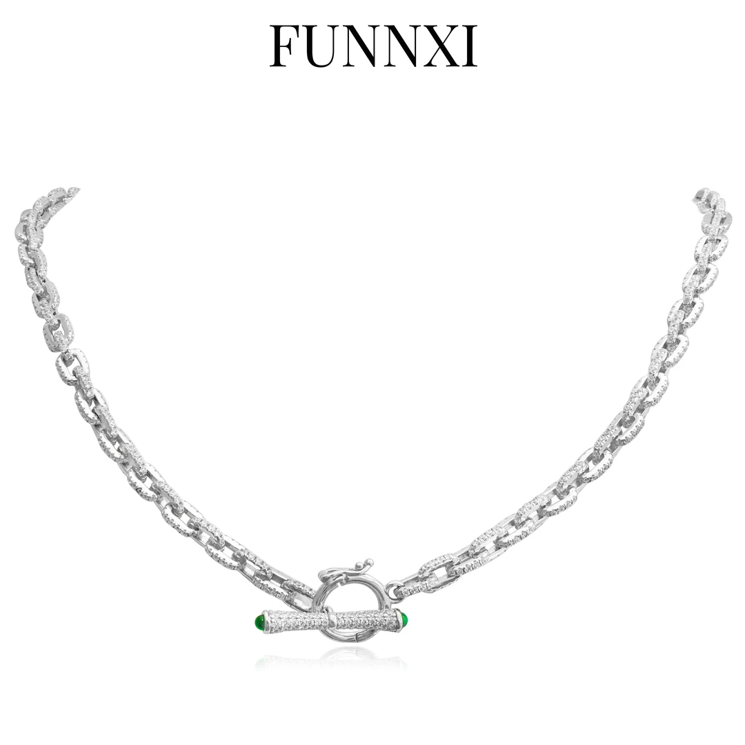 FUNNXI 链子925银合成锆石 【古巴】素款欧美百搭甜酷小众多功能链