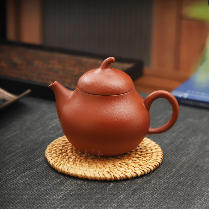 宜兴原矿橘皮朱泥小煤窑薄胎紫砂壶小容量梨形壶单人茶壶家用送礼