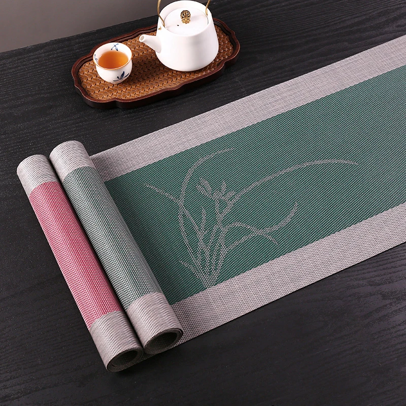 轻奢高端新中式禅意兰花复古桌旗餐桌茶桌茶几电视柜桌面保护垫