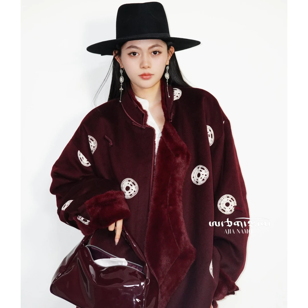 AJ-NAMO原创设计绣花款水貂毛双面穿外套双色可选815