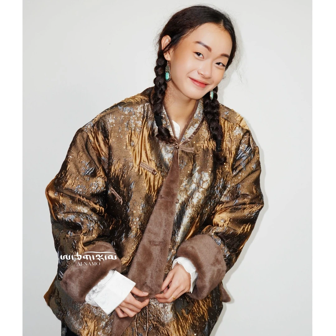 AJ-NAMO原创设计款咖色提花冬款外套810