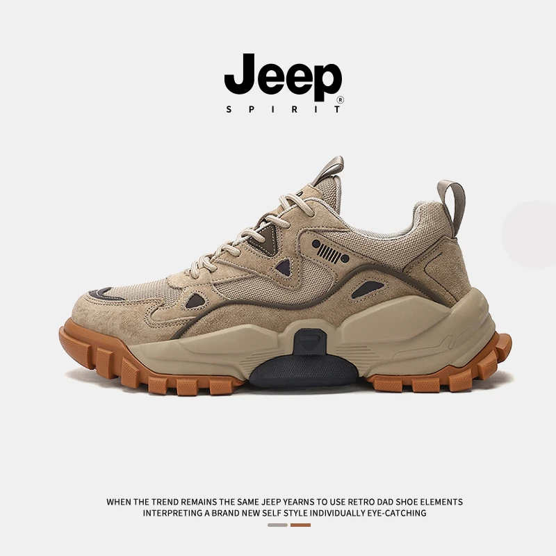 JEEPSPIRIT男鞋2024秋季新款百搭老爹鞋时尚休闲潮流鞋男高能感